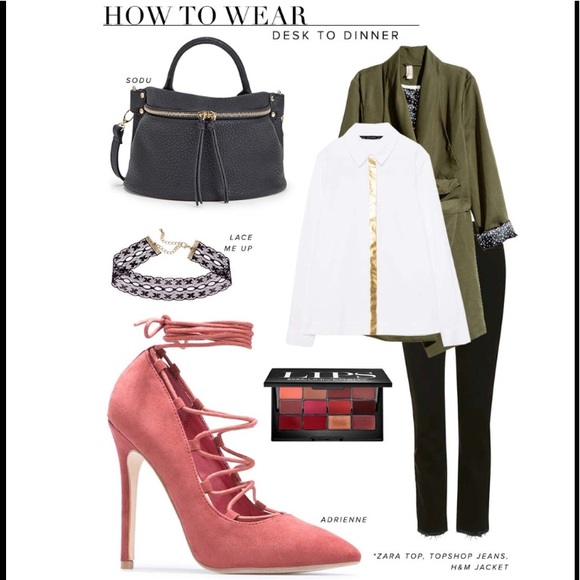 NWT Shoe Dazzle Lace Up Pointed Toe Pumps in Black - Picture 13 of 15